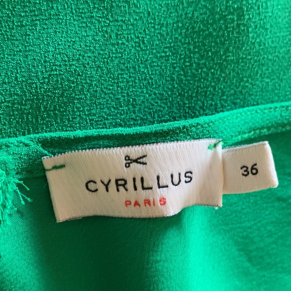 CYRILLUS, PARIS, EMERALD GREEN SLEEVELESS DRESS WITH BACK TIE - SIZE 36 (US XS) - Picture 5 of 6